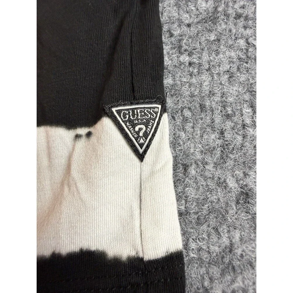 Guess Black & White Striped Embroidered T‑Shirt – Size M – Tie‑Dye Style - Picture 3 of 7